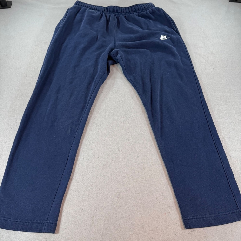 Nike Mens Club Fleece Sweatpants Navy Blue Open Hem Large